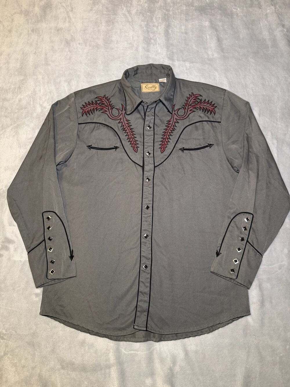 Scully Men's Paisley Embroidered Retro Western Pearl Snap Shirt Medium Boho Vtg